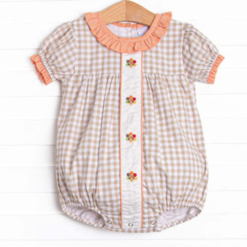 Thanksgiving Day Embroidered Girl Bubble, Tan – Stitchy Fish