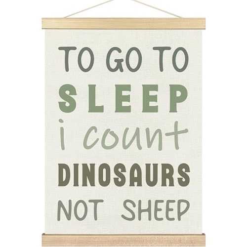 BCUANGD Dinosaur Dino Wall Decor - Baby Toddler Boys Room Wall Art Poster Hanger with Wood Frames, Inspirational Wall Hanging Canvas Decor for Kids Room Bedroom Nursery Playroom, 12x16 Inches