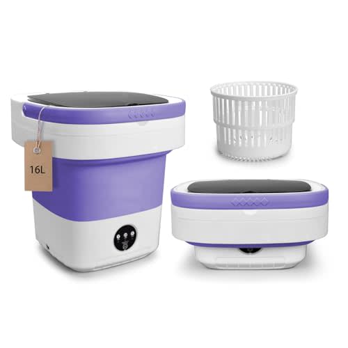 Portable Mini Washing Machine, 16L Upgraded with Spin Basket Laundry Machine, 3 Cleaning Modes Suitable for Small Clothes, Foldable Design Ideal for Hotel Campain Apartment and Home