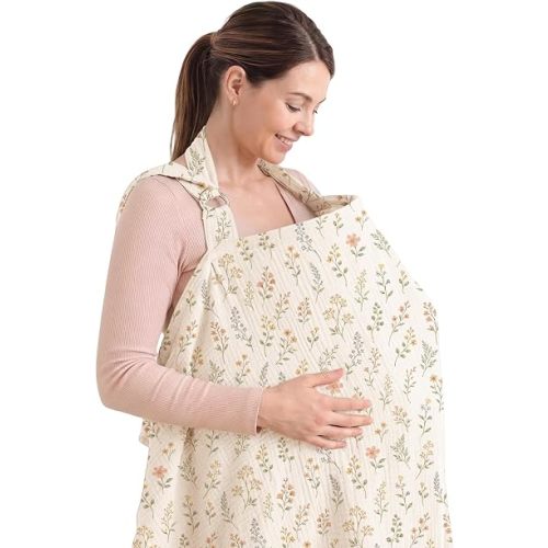 Konssy Muslin Nursing Cover Up for Breastfeeding with Rigid Hoop