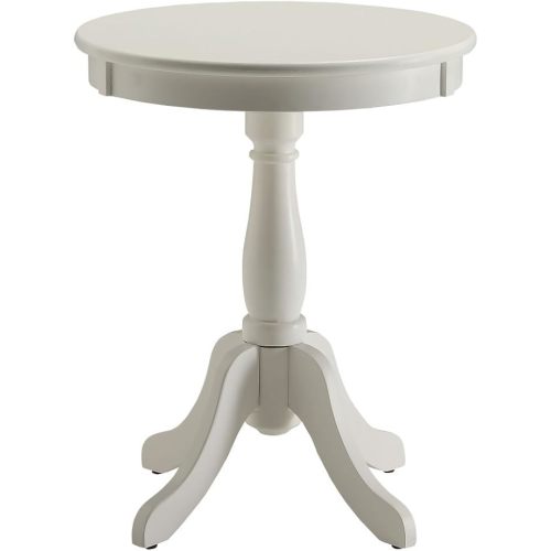 Acme Alger Round Wooden End Table in White