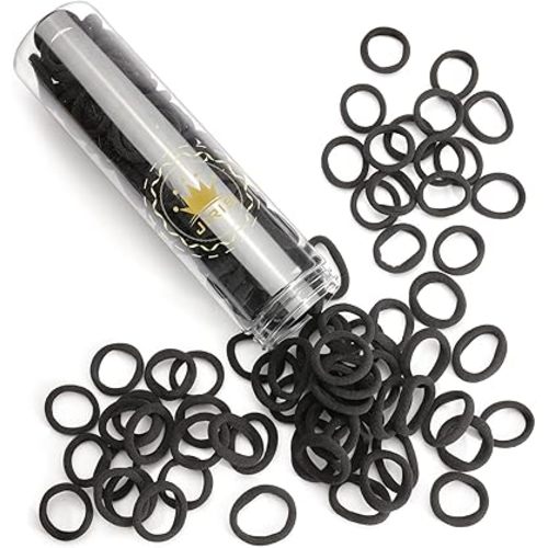 100 pcs No Break Hair Ties fitting Kit, and limited-time Starter Kit | Gentle for any hair type with no slipping or snagging Color mixing(Black)