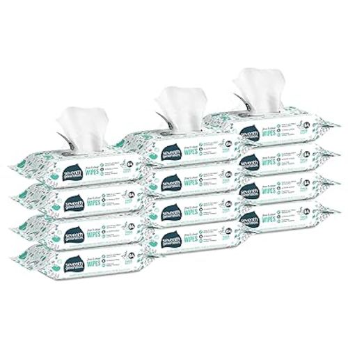 Seventh Generation Baby Wipes, 768 count, Made for Sensitive Skin, Refill with Tape Seal, 64 Count (Pack of 12)