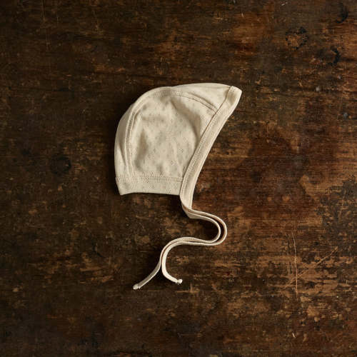 Baby Cotton Pointelle bonnet in white - sizes 0-12 months – MamaOwl