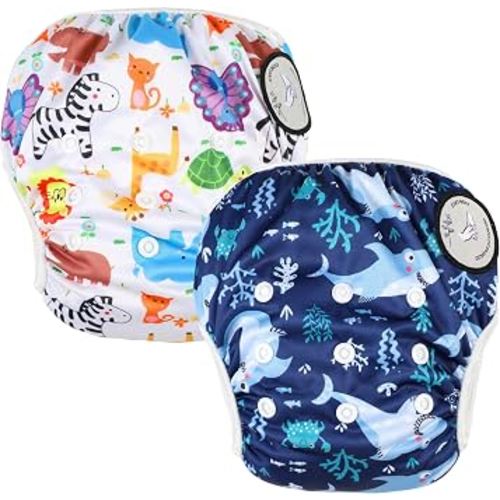 Reusable Swim Nappy, Small to Medium Size Adjustable Swimming Diaper, Washable Ideal for Boys And Girls Infant Toddlers And Babies, pack of 2