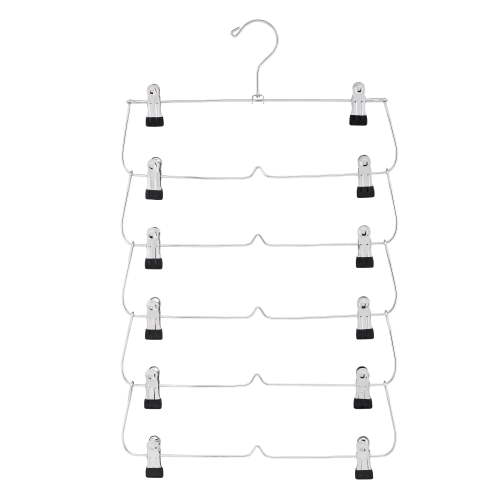 Mainstays Heavy Duty Chrome Metal 6-Tier Space Saving Pant & Skirt Hanger