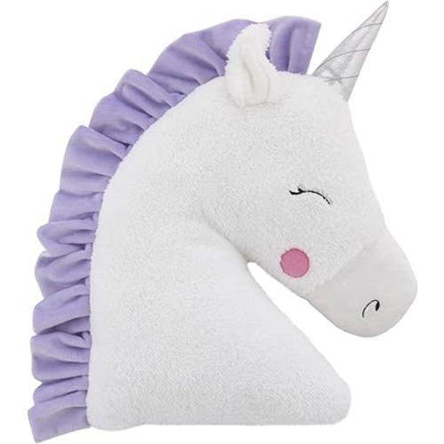 NoJo Shaped Plush Sherpa Decorative Pillow, 1 Count (Pack of 1), Unicorn-White, Lilac, Silver, Lavender