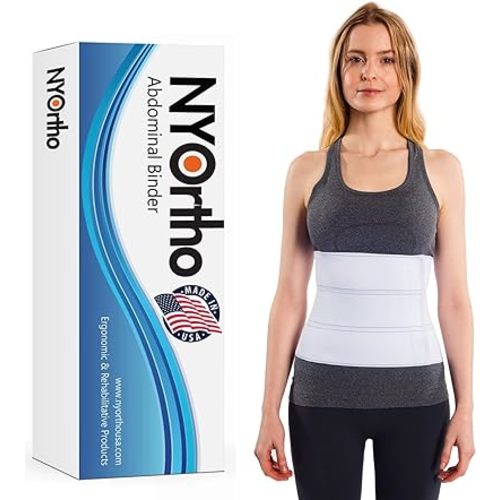 NYOrtho Abdominal Binder 12" 4-Panel - Post-Surgery Compression Belt for Men and Women - Abdominal Support Wrap for Hernia, Back Pain, Muscle Strain, Injury Recovery - Latex-Free - USA (45"-60")