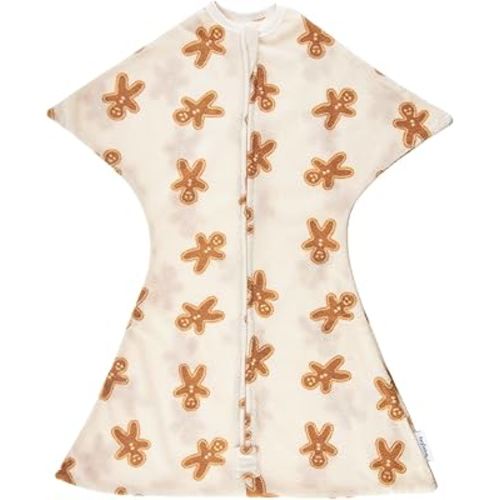 SleepingBaby Zipadee-Zip Transition Swaddle - Warm Fleece Baby Swaddle Blanket with Zipper Convenience - Cookies, Small (4-8 Month)