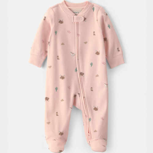 Baby Girl Western Snug Fit Sleeper - Pink | Carter’s Oshkosh Canada