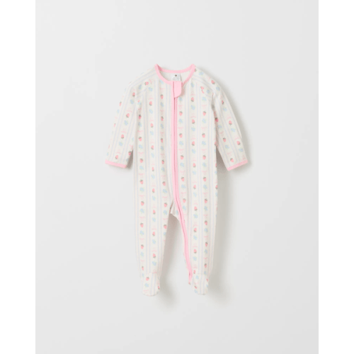 Baby Organic Cotton Zip Coverall - Berry Stripe Pink | Target Australia