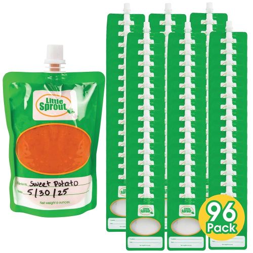 Disposable 6oz Baby Food Storage Pouch Containers, 96 Pack- Write What You Want Squeezable Pouches- Make Homemade Organic Food for Babies/Toddlers- Works with Most Filling Stations Including Infantino