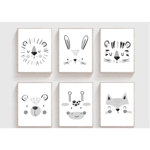 Black And White Scandi Prints, Nursery Decor, Nursery Prints, Boho Nursery, Kids Prints, Animal Prints, Playroom Decor, Nursery Wall Art