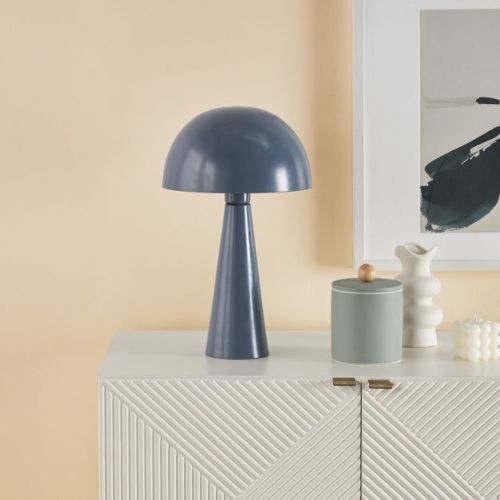 Nourison 16" Bluish Gray Mid-Century Modern Metal Mushroom Table Lamp