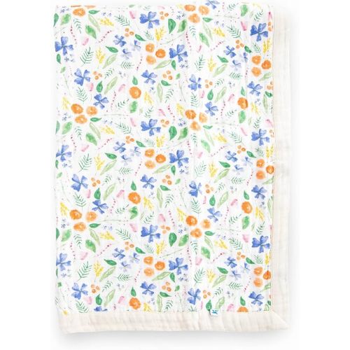 Little Unicorn Newborn Receiving Quilt | Ultra- Soft, Multi-Layered Muslin Fabric | Gift for Newborns & on-The-go (Mountain Bloom)