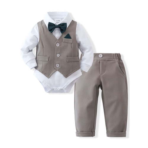 Latnnut Infant Boy Toddler Newborn Clothes 0-24M Outfit Dress Shirt Vest Bowtie Pants Formal 4pcs
