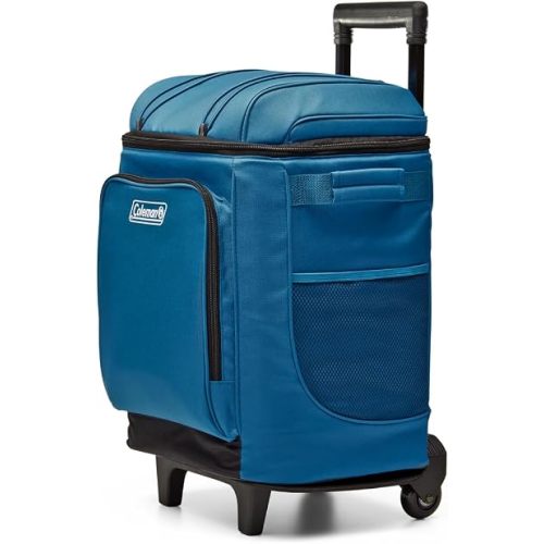 Coleman 42-Can Soft Rolling Cooler with Wheels, Leak-Proof Portable Insulated Chiller with 12+ Hour Ice Retention, Made with Recycled Materials