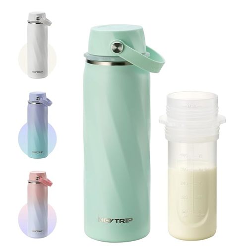 HEYTRIP Breastmilk Cooler Bottle, 20oz Portable Breast Milk Chiller Storage, Stainless Steel Reusable Breastfeeding Essentials for Baby, 36+ Hours Cooling For Travel & Outdoor, TSA Approved, Green