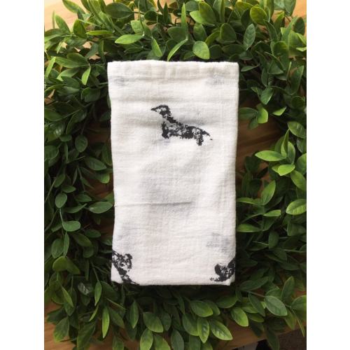 Dachshund - Mini Blanket - Swaddle Blanket - Lovey - Cotton - Hand Stamped - Vintage Inspired - You Pick Paint Color