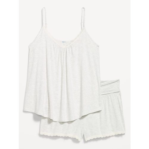 Maternity Lace-Trim Pajama Tank and Shorts Set