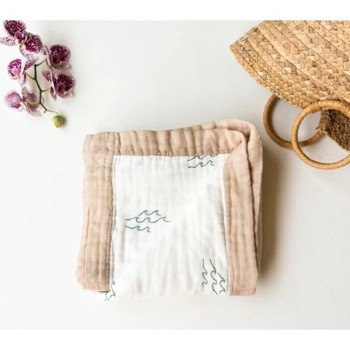 Simple Wave Sand Trim – Limited Release Organic Baby Blanket | Coca + B – Coca + B.