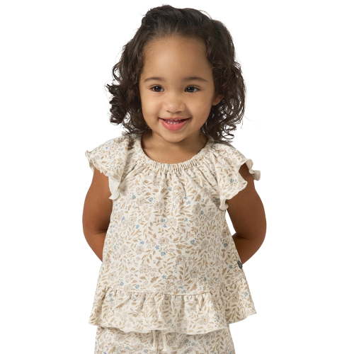 Modern Moments by Gerber Baby and Toddler Girl Organic Peplum Flutter Sleeve Top, Sizes 0/3 Months - 5T