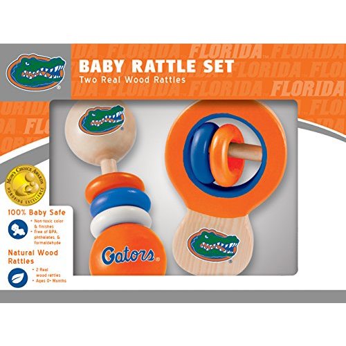 BabyFanatic Wood Rattle 2 Pack - NCAA Florida Gators - Officially Licensed Baby Toy Set