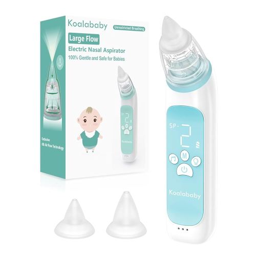 Koalababy Large Flow Electric Nasal Aspirator for Baby, Safe Baby Nose Sucker, Nose Cleaner for Toddlers, 3 Suction Levels, Music & Light Soothing Function, Blue