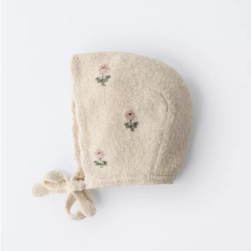 FLORAL EMBROIDERED KNIT BONNET - Light beige | ZARA United States