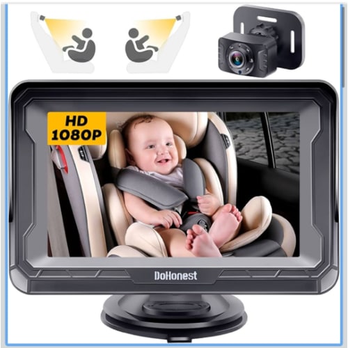 DoHonest Baby Car Camera HD 1080P - Rear-Facing Car Baby Monitor with Night Vision, Adjustable View Angle, Easy Setup, Anti-Glare Display, Safety for Kids & Infants