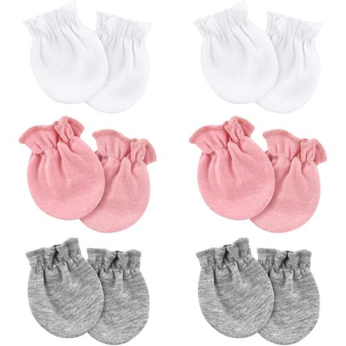 Newborn Baby Mittens No Scratch Cotton Elastic Wrist Gloves Infant Toddler Mittens for Baby Boy Girl 0-6 Months