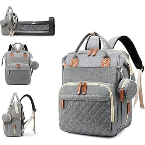 Diaper Bag, Backpack with Changing Station, Waterproof Baby Bag for Boys & Girls, USB Charging Port for Parents, Travel Backpack Baby Essentials & Lovely Baby Shower Gifts, Grey