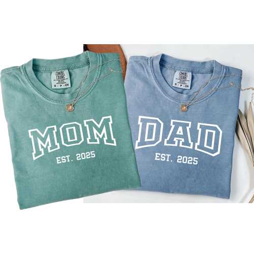 Comfort Colors® Custom Mama and Dad Shirts, New Dad Shirt, Gift for New Mom, Pregnancy Announcement Shirt, Gift For Mom and Dad, Mothers Day
