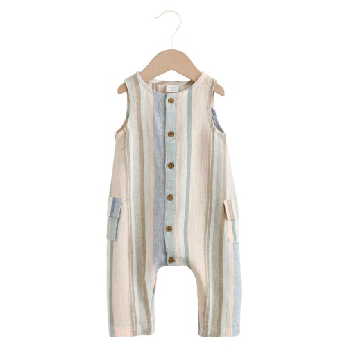 Linen Blend Woven Stripe Romper