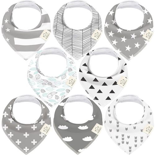 8-Pack Organic Baby Bandana Bibs for Girls - Super Absorbent Triangle Baby Bibs for Drooling and Teething Infant