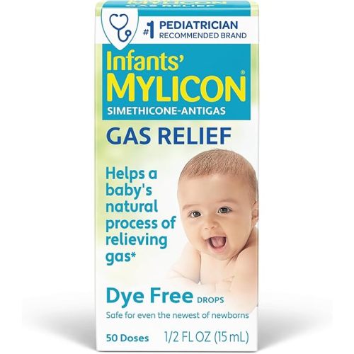 Mylicon Gas Relief Drops for Infants and Babies, Dye Free Formula, 0.5 Fluid Ounce