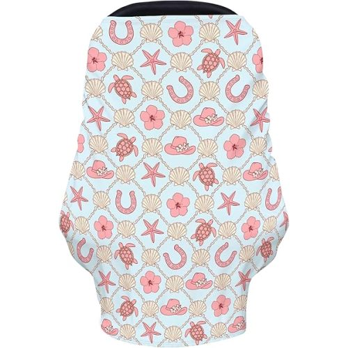 Coastal Cowgirl Baby Car Seats Covers Western Cowgirl Stretchy Infant Car Canopy Nursing Cover Summer Beach Breast Feeding Covers for Babies Boys Girls Shower Gifts