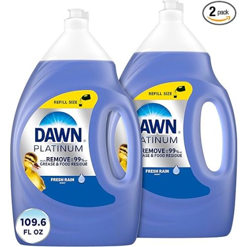 Dawn Platinum Dish Soap Liquid, Dishwashing Liquid, Grease Removal, Fresh Rain, 2x54.8oz Bundle