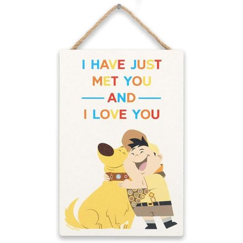 Disney Pixar Up I Have Just Met You And I Love You Hanging Wood Wall Decor - Adorable Up Sign for Kids' Bedroom, Play Room or Nursery