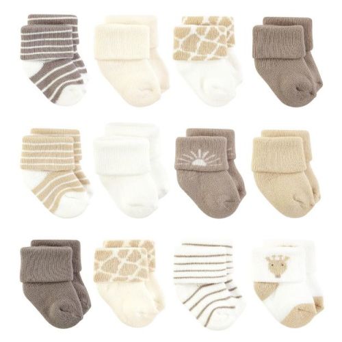 Hudson Baby Basics Infant Baby Cozy Terry Baby Sock 12-Pack, Desert Stroll, 0-6 Months