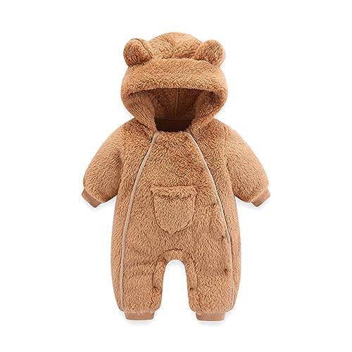 AiWMGL Newborn Baby Bear Outfit Suit Girls Boys Fleece Jumpsuit Romper Hooded Coat Winter Clothes Outwear Snowsuit