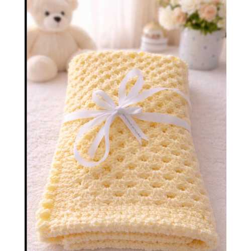 Handmade Crochet Baby Blanket – Lemon , Newborn Gift - Free P+P