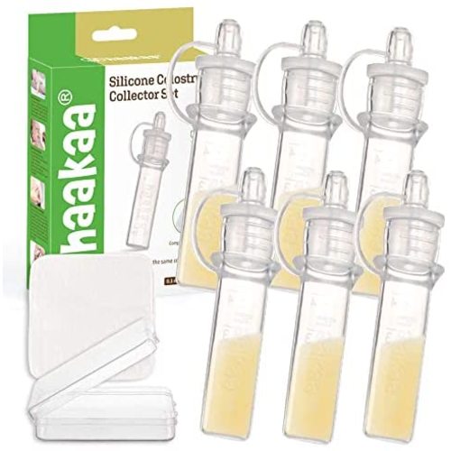 Haakaa Silicone Colostrum Collectors Set with Clear PP Storage Case 4 ml, 6 PK