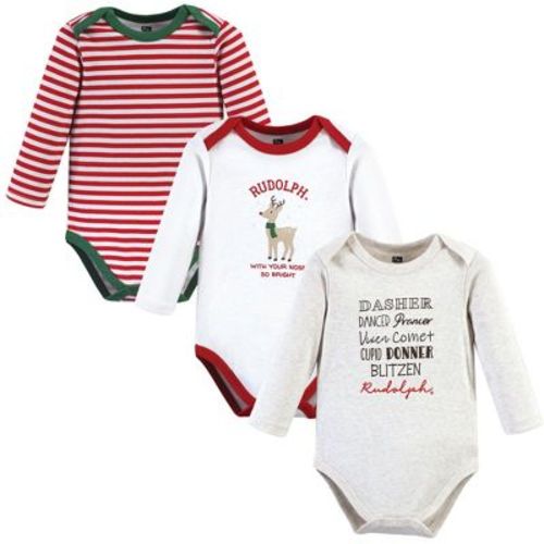 Luvable Friends Hudson Baby Long-Sleeve Bodysuits, Holiday Reindeer, 3-6M