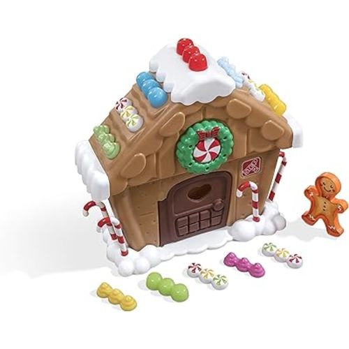 Step2 My First Gingerbread House, Kids Interactive Christmas Toy, Includes 20 Piece Toy Accessories to Decorate, Made of Durable Plastic, For Toddlers 1+ Years Old
