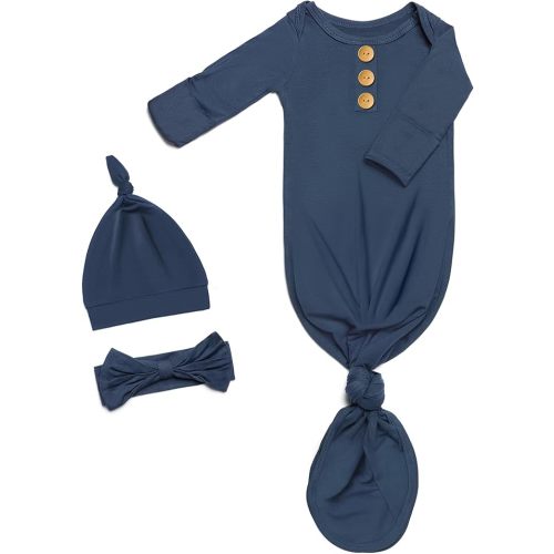 Newborn Baby Knotted Gown Clothes 0-3 Months, Infant Boy Girl Sleeper Outfits