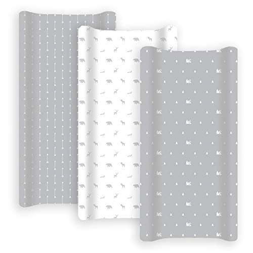 Grow Wild Crib 100% Jersey Soft Diaper Changing Pad Cover, 3 Count Gray and White