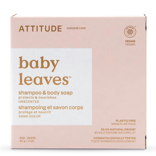 ATTITUDE Baby Leaves 2-in-1 Baby Shampoo & Body Soap - Bar