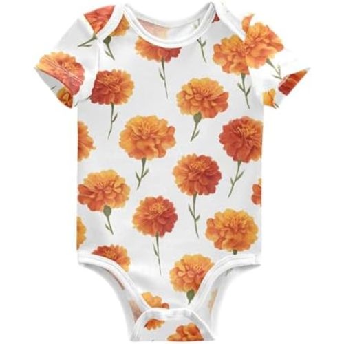 Unisex Baby Short-Sleeve Onesie Woodland Animals Pattern Bodysuits for Boy and Girl 3-24M