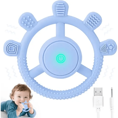 Vibrating Teether for Baby, Sensory Chew Toys for Autistic Children & Teething Toys for Babies 6-18 Months, USB Chargeable & 3X Vibration Settings. Toddler Travel Essential, Autism Sensory Products